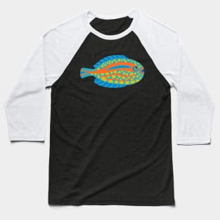 TROPICAL ZONE SINGLE SPOTTED FISH Coral Reef Undersea Ocean Sea Creatures in Bright Multi-Colours on Light Aqua - UnBlink Studio by Jackie Tahara Baseball T-Shirt